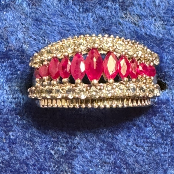 Vintage Jewelry - 925s White Sapphire & Ruby Ring